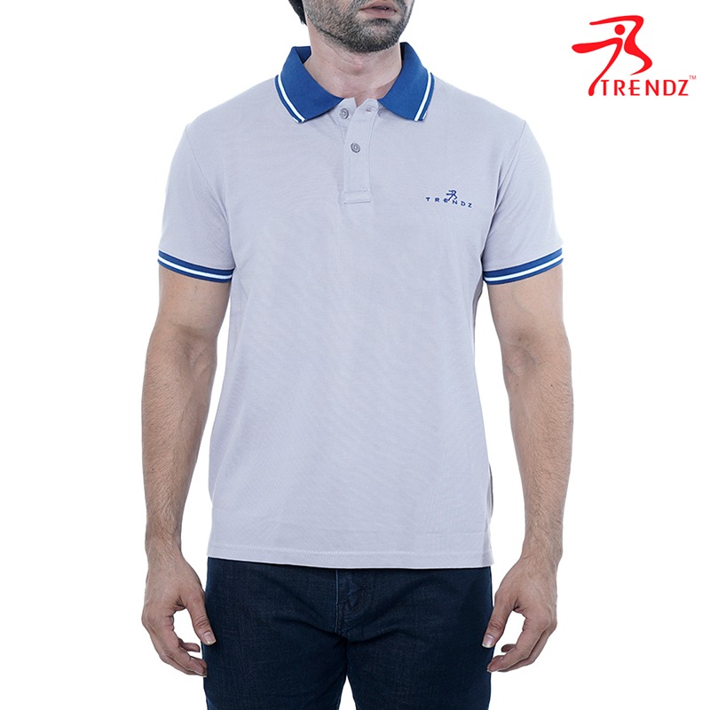 Cotton Short Sleeve Polo Shirt for Men - Ash - M-40 21047_L